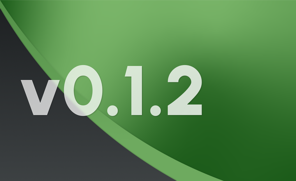 A grey curve over an abstract green background with the text v0.1.2 overlaid on top.